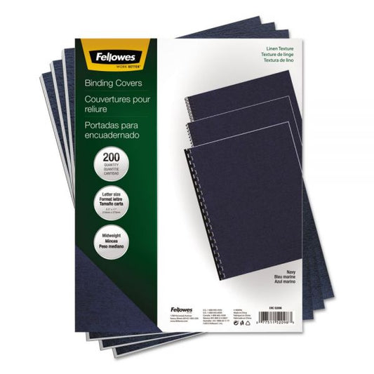 Fellowes Expressions Linen Texture Presentation Covers for Binding Systems, Navy, 11 x 8.5, Unpunched, 200/Pack