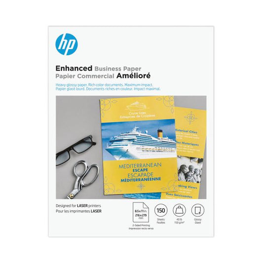 HP Color Laser Glossy Brochure Paper, 97 Bright, 40 lb Bond Weight, 8.5 x 11, White, 150/Pack