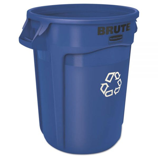 Rubbermaid Commercial Brute Recycling Container, 32 gal, Polyethylene, Blue