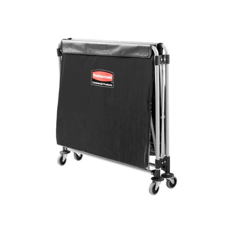 Rubbermaid Commercial One-Compartment Collapsible X-Cart, Synthetic Fabric, 9.96 cu ft Bin, 24.1" x 35.7" x 34", Black/Silver