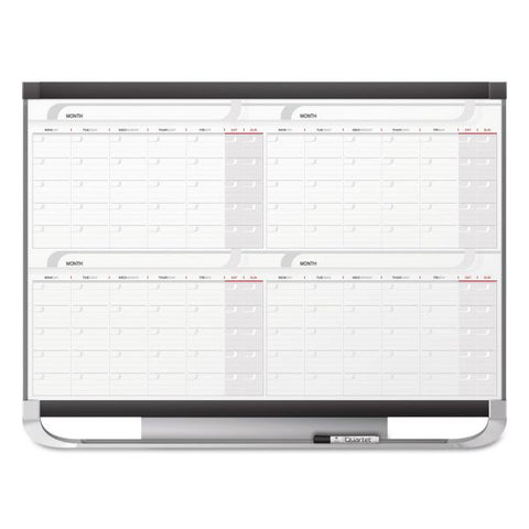 Quartet Prestige 2 Total Erase Four-Month Calendar, 36 x 24, Graphite Color Frame, Undated Calendar