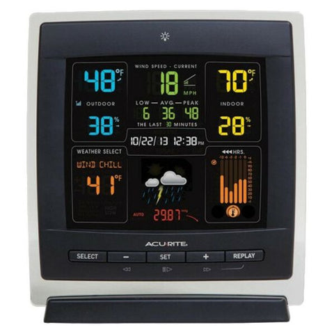 AcuRite Pro Color (Dark Theme) Weather Station with Wind Speed LCD - Weather Station330 ft - Desktop, Wall Mountable