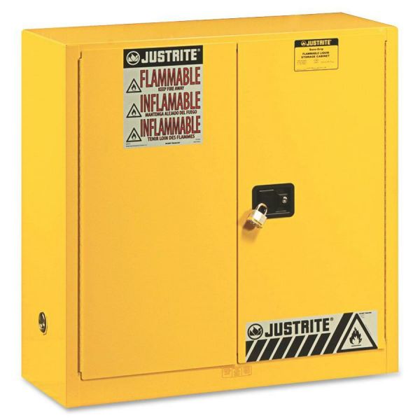 JUSTRITE Sure-Grip EX Standard Safety Cabinet, 43w x 18d x 44h, Yellow