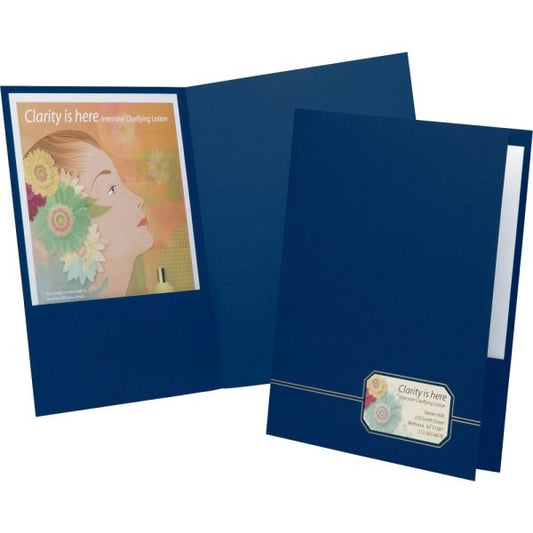 Oxford Monogram Series Business Portfolio, Cover Stock, 0.5" Capacity, 11 x 8.5, Blue with Embossed Gold Foil Accents, 4/Pack