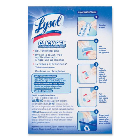 LYSOL Brand Click Gel Automatic Toilet Bowl Cleaner, Ocean Fresh, 6/Box, 4 Boxes/Carton