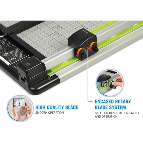 CARL Heavy-Duty Rotary 15" Paper Cutter 14.5" x 24.75" - 36 Sheet Capacity - 15" Cutting Length - Metal Base - Carbide Blade - Gray