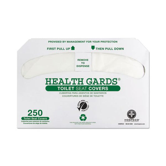 HOSPECO Health Gards Green Seal Recycled Toilet Seat Covers, 14.25 x 16.75, White, 250/Pack, 4 Packs/Carton