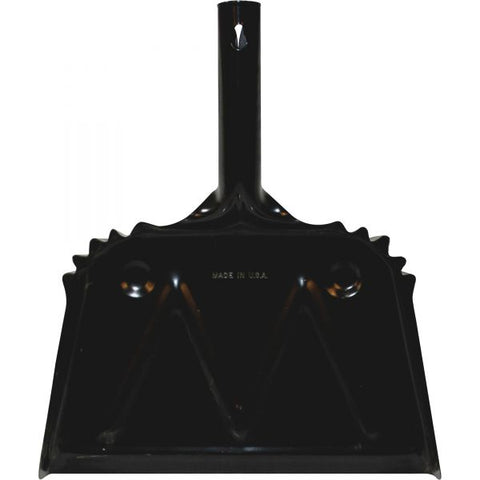 Genuine Joe Heavy-Duty Dustpans 12" Wide - Metal - Black - 12/ Carton