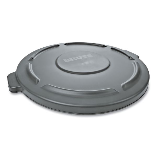 Rubbermaid Commercial Round Flat Top Lid, for 32 gal Round BRUTE Containers, 22.25" Diameter, Gray