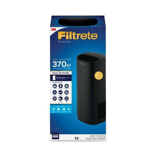 Filtrete Tower Room Air Purifier for Extra Large Room, 370 sq ft Room Capacity, Black