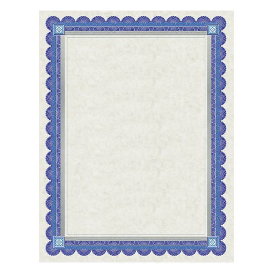 Southworth Parchment Certificates, Academic, 8.5 x 11, Ivory with Blue/Silver Foil Border, 15/Pack