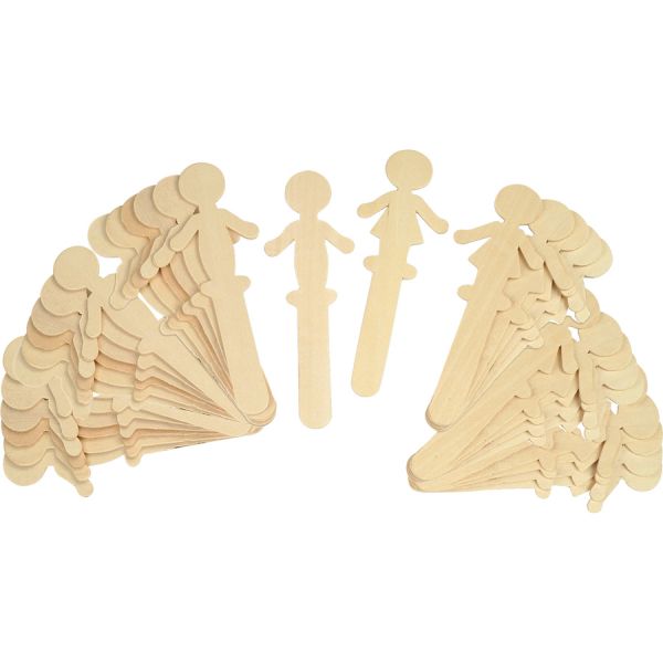 Creativity Street People Shaped Wood Craft Sticks 5.38" Length - Boy/Girl - Wood - 36 Sticks