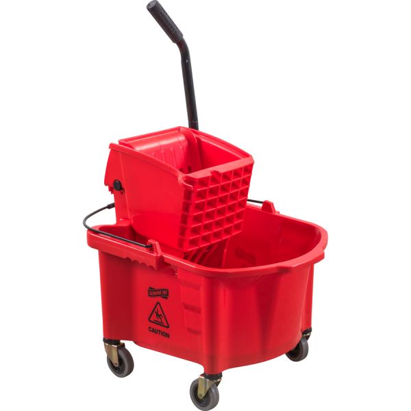 Genuine Joe Mop Bucket with Wringer Combo 6.5 Gallon Capacity - Plastic - Red