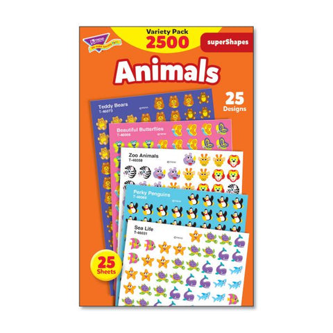 TREND superSpots and superShapes Sticker Packs, Animal Antics, Assorted Colors, 2,500 Stickers