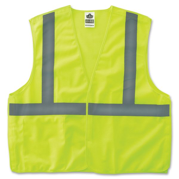 GloWear Lime Econo Breakaway Vest Large/Extra Large Size - Polyester Mesh - 1 / Carton - Lime