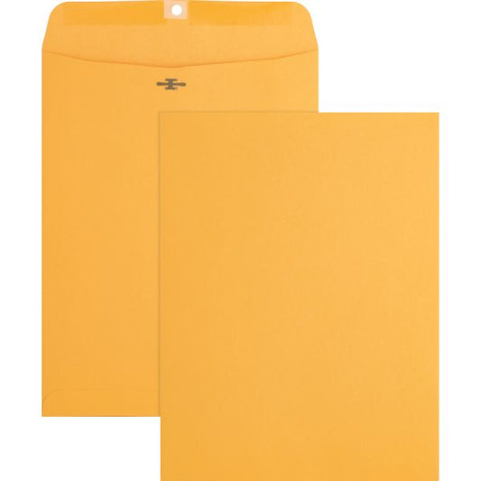 Business Source Gummed 9 1/2" x 12 1/2" Clasp Envelopes #93 (9.50" x 12.50") - Gummed Flap - 100/ Box - Kraft