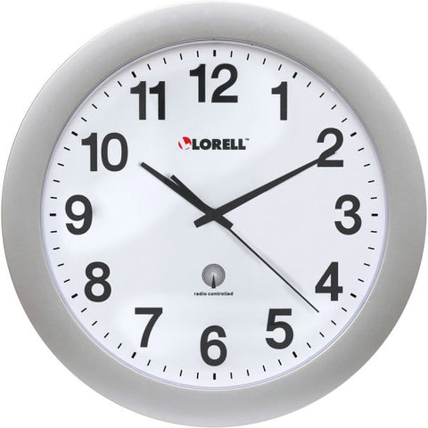 Lorell 12" Round Radio-controlled Wall Clock 12" Diameter - Digital - Quartz - Atomic - Requires 1 "AA" Battery