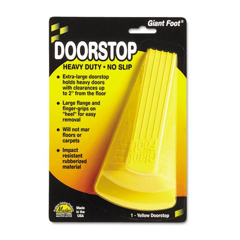 Master Caster Giant Foot Doorstop, No-Slip Rubber Wedge, 3.5w x 6.75d x 2h, Safety Yellow