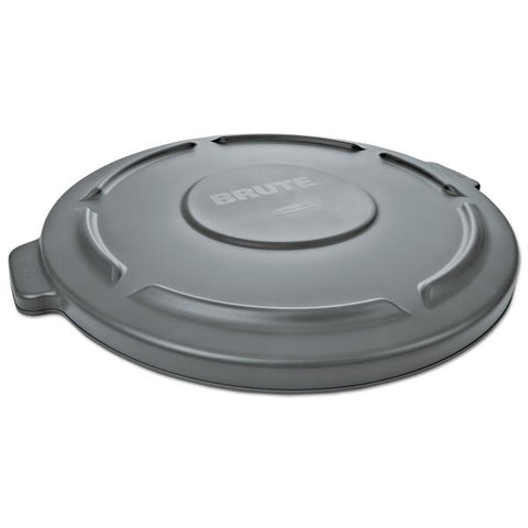 Rubbermaid Commercial Round Flat Top Lid, for 55 gal Round BRUTE Containers, 26.75" Diameter, Gray