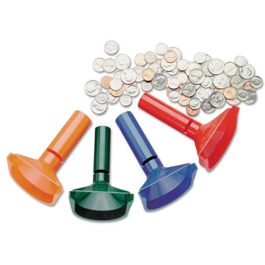 SteelMaster Color-Coded Coin Counting Tubes f/Pennies Through Quarters