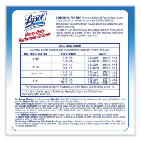 Professional LYSOL Brand Disinfectant Heavy-Duty Bathroom Cleaner Concentrate, Lime, 1 gal Bottle