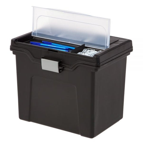 Mobile File Box, Large, Letter Size, 11 5/8"H x 13 3/8"W x 10"D, Black/Silver