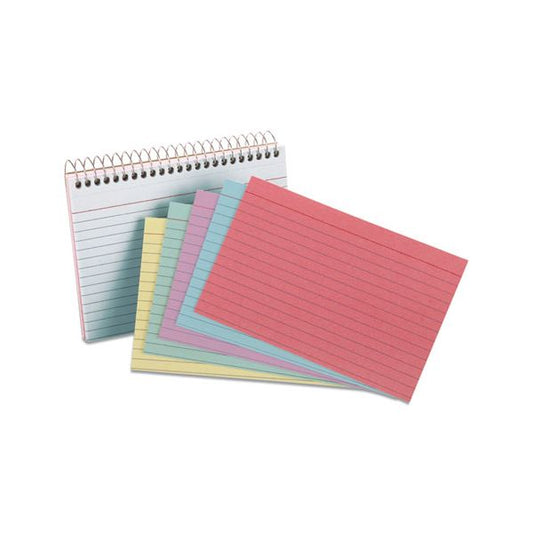 Oxford Spiral Index Cards, Ruled, 4 x 6, Assorted, 50/Pack