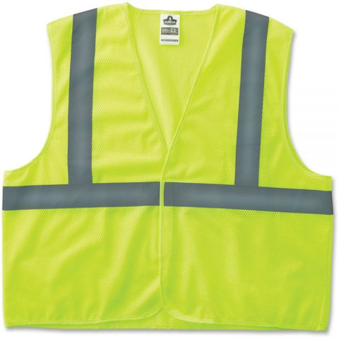 GloWear Class 2 Lime Super Econo Vest 2-Xtra Large/3-Xtra Large Size - Polyester Mesh - 1 / Carton - Lime