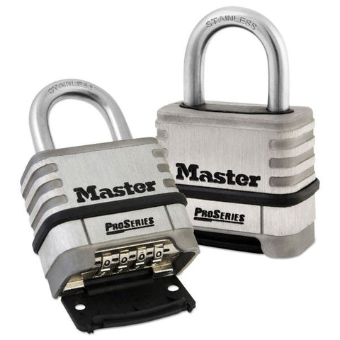 Master Lock ProSeries Stainless Steel Easy-to-Set Combination Lock, Stainless Steel, 2.18" Wide