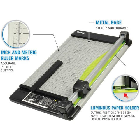 CARL Heavy-Duty 18" Paper Trimmer 14.5" x 28" x - 36 Sheet Capacity - 18" Cutting Length - Metal Base - Carbide Blade - Gray