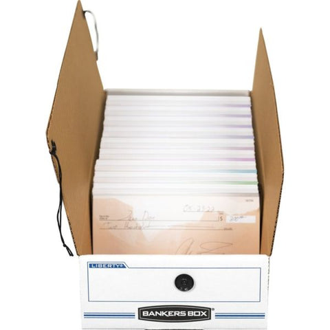 Bankers Box LIBERTY Check and Form Boxes, 9" x 24" x 6.38", White/Blue, 12/Carton