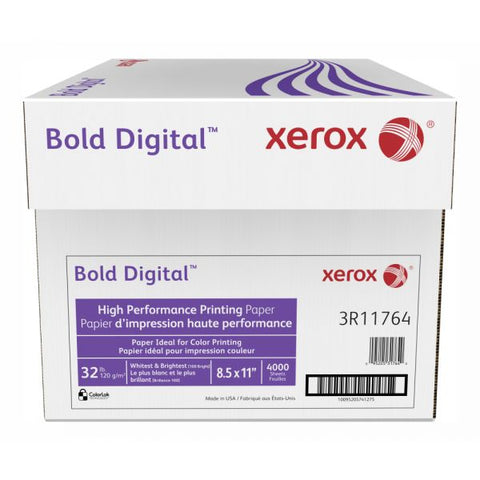 Xerox Bold Digital Printing Paper, Letter Size (8 1/2" x 11"), 100 (U.S.) Brightness, 32 Lb Text (120 gsm), FSC Certified, Ream Of 500 Sheets, Case of 8 Reams