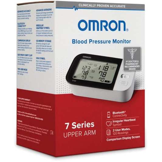 Omron 7 Series Wireless Upper Arm Blood Pressure Monitor For Blood Pressure - Irregular Heartbeat Detection, LCD Display, Memory Storage