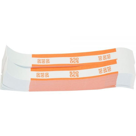 Sparco White Kraft ABA Bill Straps 1000 Wrap(s)Total $50 in $1 Denomination - Kraft - Orange