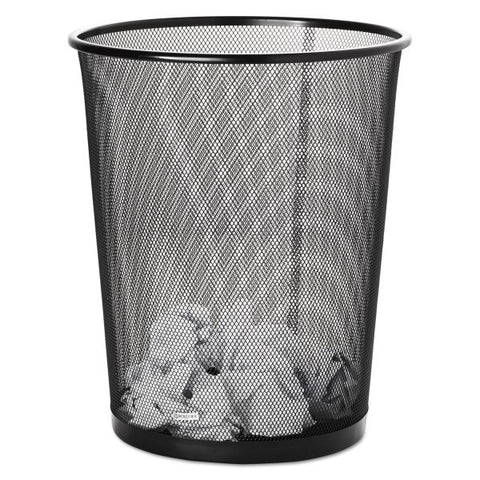 Rolodex Mesh Round Wastebasket, 4.5 gal, Mesh, Black