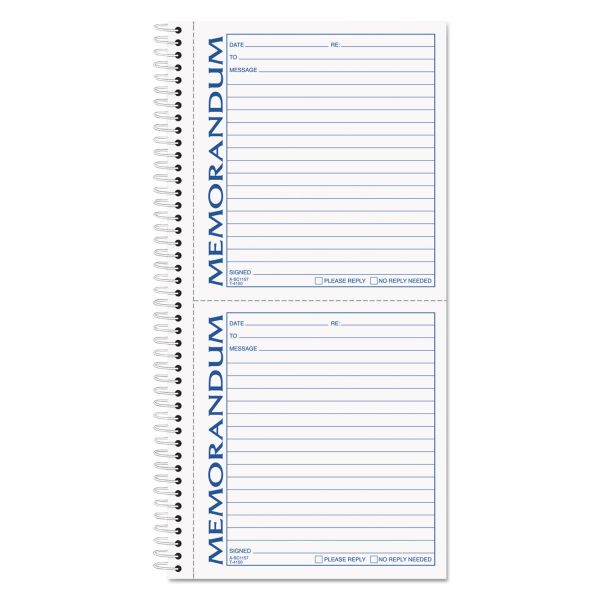 TOPS Memorandum Book, Two-Part Carbonless, 5.5 x 5, 2 Forms/Sheet, 100 Forms Total