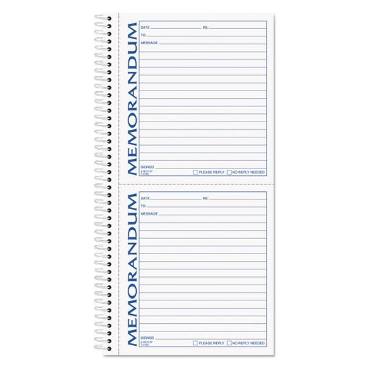 TOPS Memorandum Book, Two-Part Carbonless, 5.5 x 5, 2 Forms/Sheet, 100 Forms Total