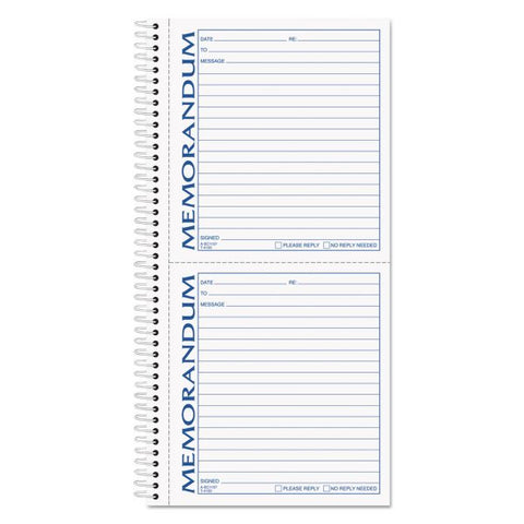 TOPS Memorandum Book, Two-Part Carbonless, 5.5 x 5, 2 Forms/Sheet, 100 Forms Total