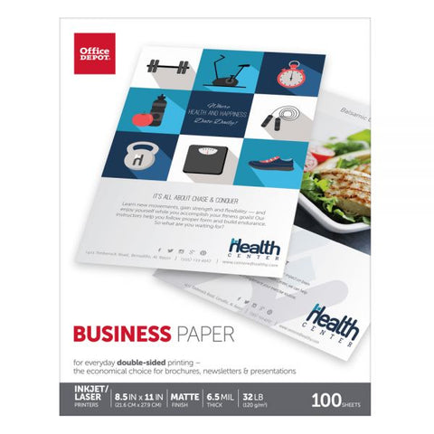 Business Multi-Use Print & Copy Paper, Letter Size (8 1/2" x 11"), 96 (U.S.) Brightness, 32 Lb, Matte White, Pack Of 100 Sheets