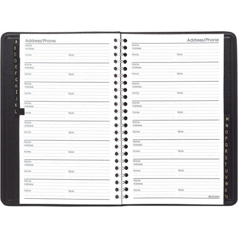 AT-A-GLANCE Telephone/Address Book, 4.78 x 8, Black Simulated Leather, 100 Sheets