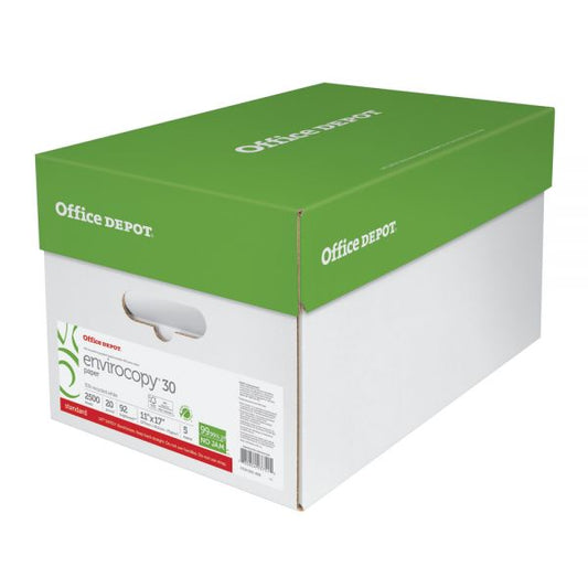 EnviroCopy Copy Paper, Ledger Size (11" x 17"), 20 Lb, 30% Recycled, FSC Certified, White, 500 Sheets Per Ream, Case Of 5 Reams