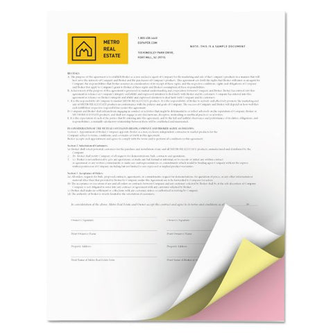 Revolution Carbonless 3-Part Paper, 8.5 x 11, Canary/Pink/White, 2, 505/Carton