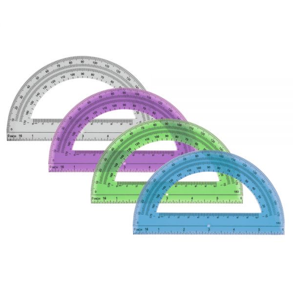 Semicircular 6" Protractor, Clear