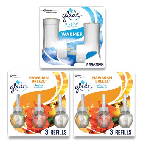 Glade Plugin Scented Oil, Hawaiian Breeze, 0.67 oz, 2 Warmers and 6 Refills/Pack