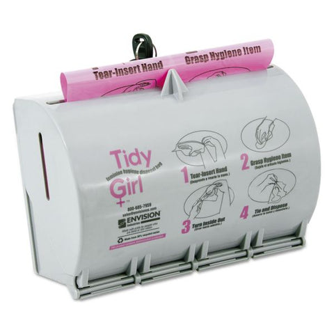 Tidy Girl Plastic Feminine Hygiene Disposal Bag Dispenser, Gray