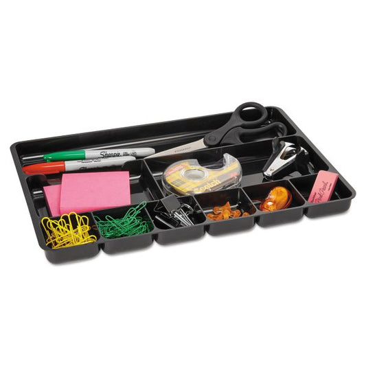 Rubbermaid Regeneration Nine-Section Drawer Organizer, 14 x 9.13 x 1.13, Plastic, Black