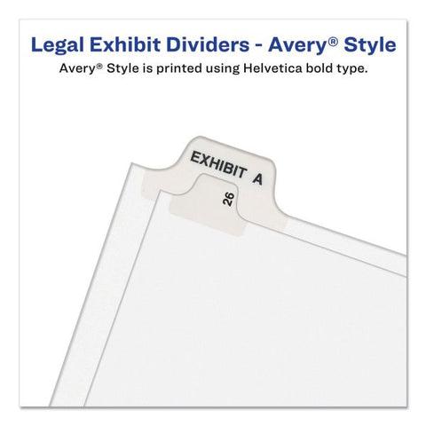 Avery Preprinted Legal Exhibit Side Tab Index Dividers, Avery Style, 10-Tab, 2, 11 x 8.5, White, 25/Pack