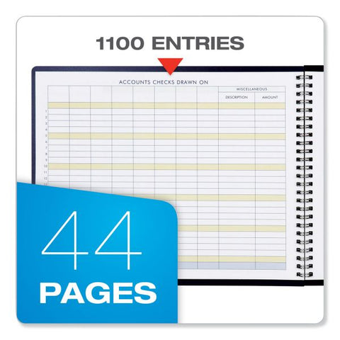 Adams Check Payment & Deposit Register 8.50" x 11" - 96 Sheets/ Book - Wire Binding - Blue Cover - 1 Each