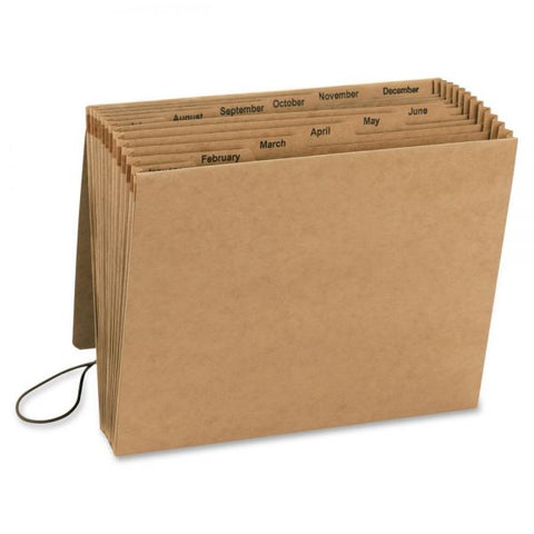 Smead Indexed Expanding Kraft Files, 12 Sections, Elastic Cord Closure, 1/12-Cut Tabs, Letter Size, Kraft Letter Size - 12 Pockets - 10 1/2" Expansion - Kraft Stock - Kraft - 1 Each