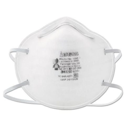 3M N95 Particle Respirator 8200 Mask, Standard Size, 20/Box